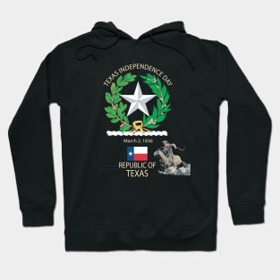 Texas Independence Day  - State Emblem  and Cowboy X 300 Hoodie